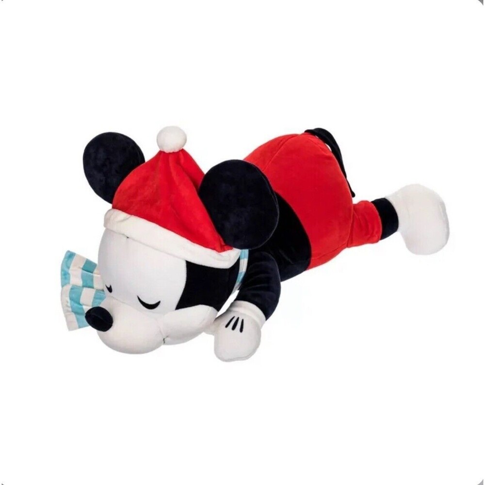 Disney Retro Reimagined Santa Mickey Mouse Sleeping Cuddleez Large Plush 24''
